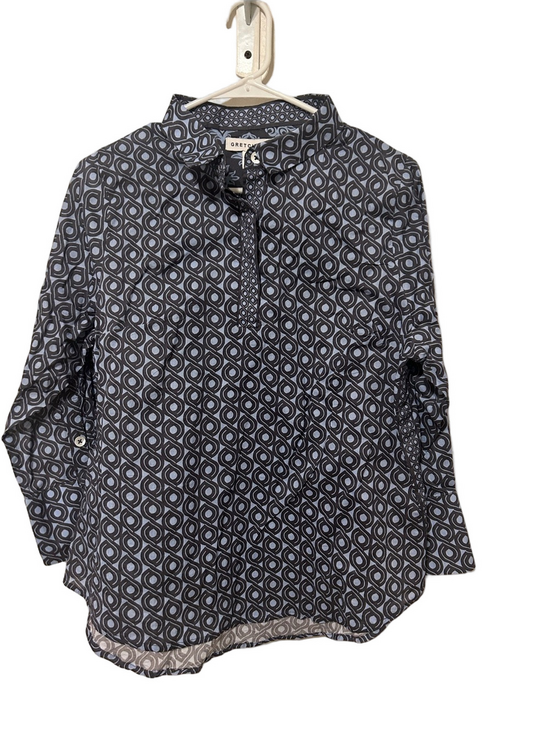 Gretchen Scott Designs Tops - 🧸GRETCHEN SCOTT  blue & Grey Geometric Pullover Blouse size M GUC